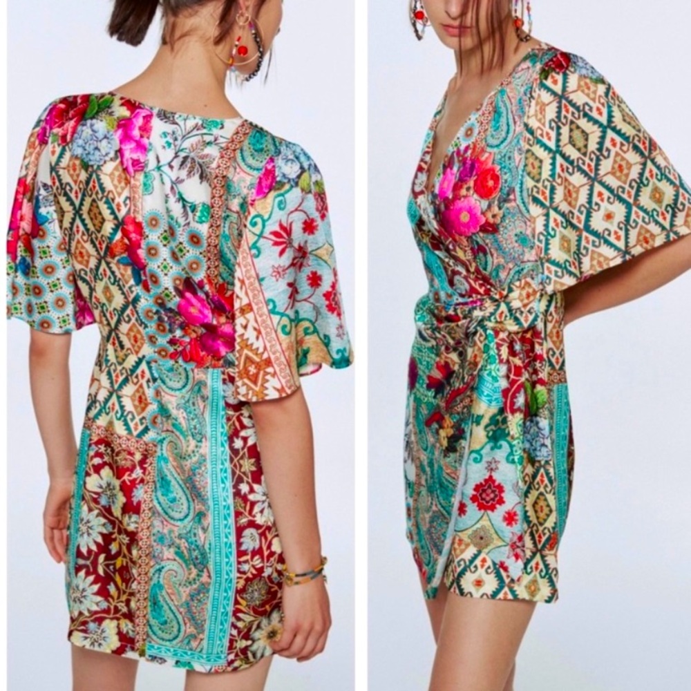 Zara patchwork print dress - multicolored